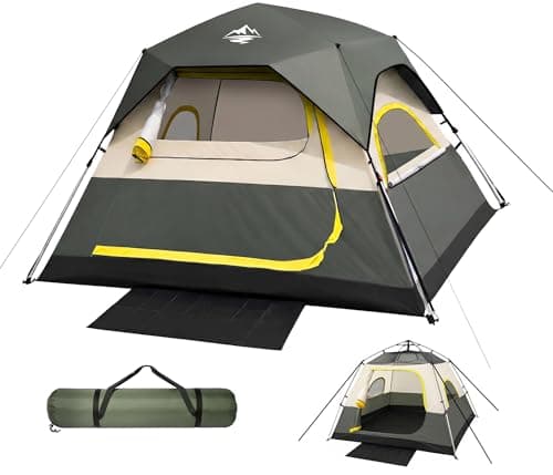 Tent 4 Person Tents for Camping - Instant Cabin Tent Setup in 50 Seconds with Rainfly & Windproof, Portable Pop Up Tents with Carry Bag for Family Outdoor Camping & Hiking - Image 1