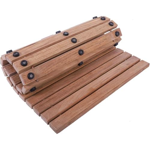 Nordic Style Teak Shower and Bath String Mat - Indoor and Outdoor Use - Non-Slip Wooden Platform for Sauna, Pool, Hot Tub Flooring Decor and Protector (Natural Finish, 23.62" x 15.75") - Thumbnail 3