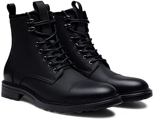 Vostey Mens Boots Motorcycle Casual Boots for Men Zipper Fashion Chukka Boots Mens(BMY8033A Black 11) - Thumbnail 4