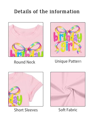 IsPICK Birthday Girl Shirt Toddler Kid Birthday Graphic Tee 4-12 Years - Thumbnail 5