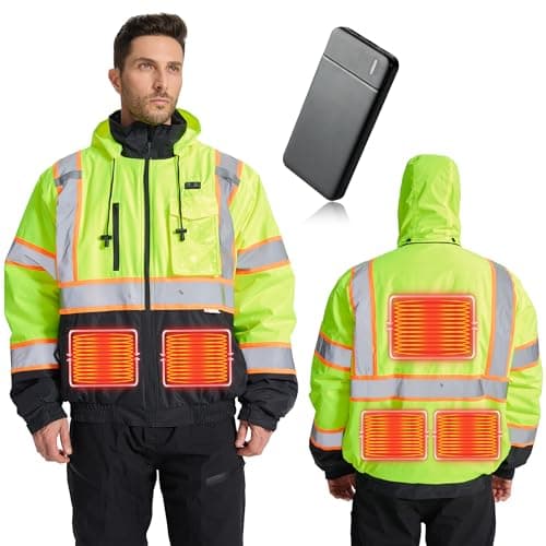 SRsafety Safety Heated Jacket,Waterproof Safety Jacket for Men with Pockets, Reflective High Visibility Safety Jackets (US, Alpha, 6X-Large, Regular, Regular, Yellow)