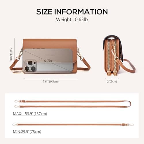 Roulens Small Crossbody Bag for Women,Cell Phone Purse Women's Shoulder Handbags Wallet Purse with Credit Card Slots - Thumbnail 4