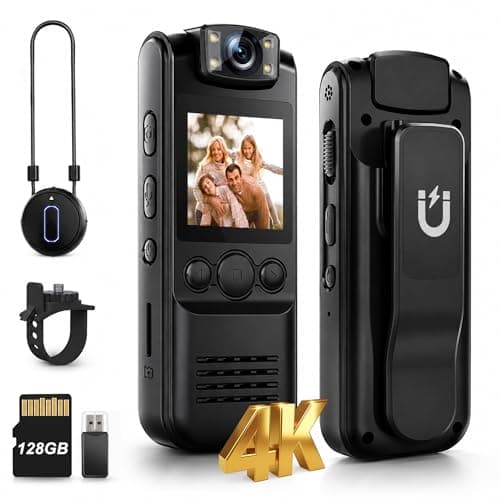 SixBondsCam 4K Body Camera with Audio and Video Recording, 128GB Wearable Mini Body Cam with Magnetic Clip, Hands-Free POV Camera for Work, Cycling, Travel, Driving & Daily Recording - Image 1
