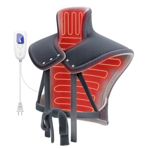 reliefRX Mothers Day Gifts Snug-Fit Heating Pad for Neck,Shoulders & Back - 4-Strap Ultra Secure Fit, CoreMatrix™ Rapid Heating, Pain Relief, Soft Washable Fabric, 6 Heat, 4 Timers- Gray - Image 1