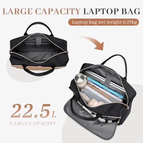 MDODO Laptop Bag for Women Men 15.6Inch Computer Briefcase Messenger Handbag Shoulder Crossbody Large Laptop Tote Bag for Work Teacher Office Travel Business, 22.5 L,Black - Thumbnail 4