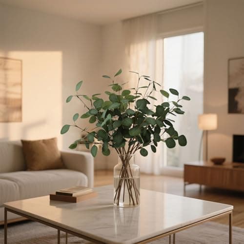 siqifloral 4pcs 23.62" Artificial Flowers Realistic Faux Eucalyptus Greenery Stems Fake Flowers Leaves for Vase, Wedding Home Decor,Mother's Day Table Centerpiece Spring Decoration - Thumbnail 5