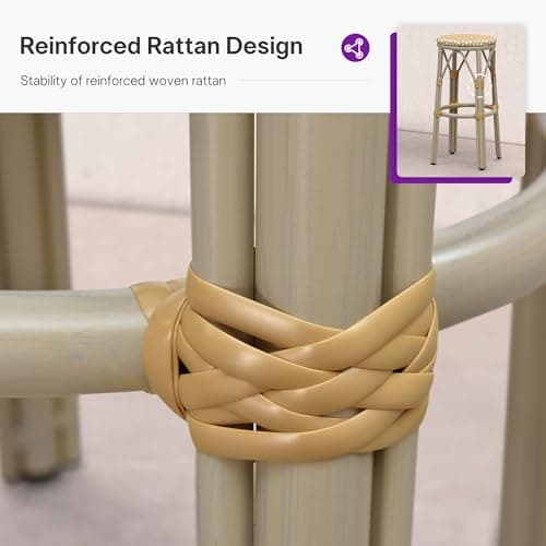 PURPLE LEAF Outdoor Counter Stool Champagne Finish 2-Pack Bar Stools - Thumbnail 4