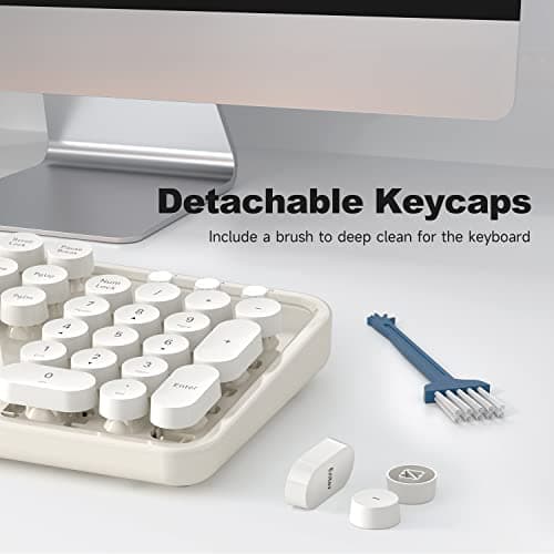 Atelus USB Wired Computer Keyboard - Retro Typewriter Keyboard - Full Size Keyboard with Number Pad for PC Laptop Desktop Windows (Creamy White) - Thumbnail 5