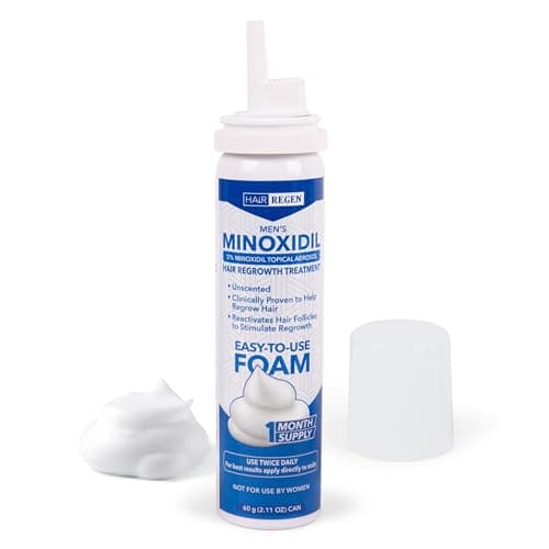 Hair Regen Minoxidil Foam for Men 5% Percent - Men's Hair Growth Treatment for Him- Topical Foaming Minoxidil for Men- Great for Hair Regrowth and Reduce Hair Loss - 6 Pack as 6 Months Supply - Thumbnail 2
