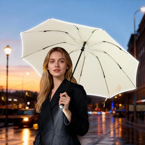 Lejorain Inside Out Umbrella Folding - Inverted LED Umbrellas Automatic Open and Close - Women Rain Umbrella Reverse Folding - Thumbnail 3