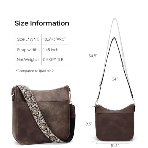 GEMIU Crossbody Bags for Women Crossbody Purse for Women Leather Shoulder Bags with Guitar Strap Coffee - Thumbnail 5