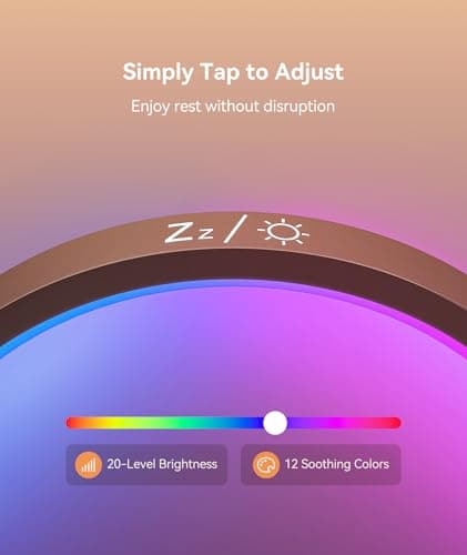 Dreamegg Sunrise Alarm Clock - Sound Machine for Sleep, 12 Ambient Colors &20-Level Dimmable Night Light, 25 Soothing Sounds, White Noise Machine, Wake Up Light for Adults, Stylish Bedroom Decor&Gift - Thumbnail 6