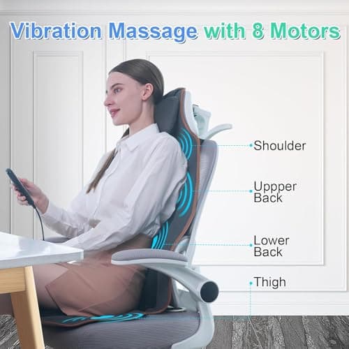 SLOTHMORE Back Massager for Chair, Heated Seat Cushion Massager with Neck Traction, Vibration Massage Pad for Full Body Massage for Office Chair, Home Use - Thumbnail 4