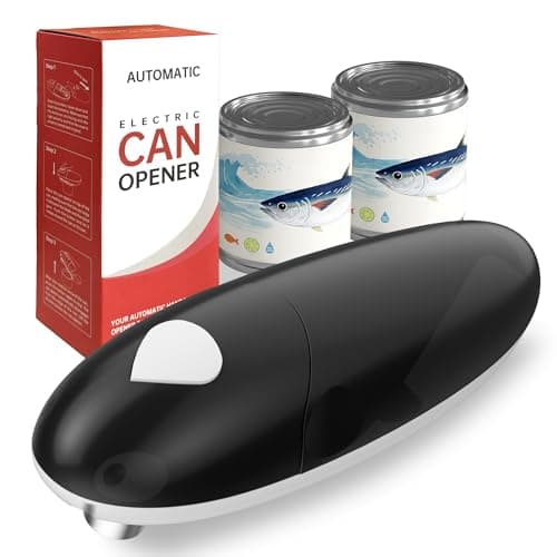 ROLWAY Can Opener, Easy Control Electric Can Opener with Non-Slip Design, Safe and Efficient Can Opener for Seniors, Smooth Edge, Hands Free for Home or Travel, Black - Image 1
