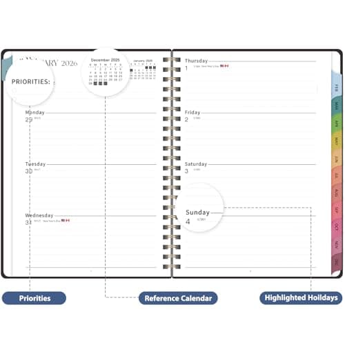 2026 Planner, 8.5" x 11" Weekly and Monthly Large Calendar Planner, Letter Size, Jan - Dec 2026, Hardcover Daily Agenda and Organizers for School Essentials & Office Supplies - Thumbnail 3