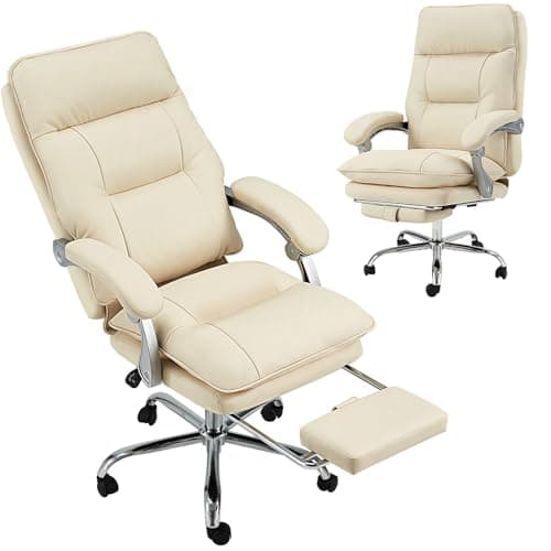 ZZWHOM Executive Office Chair with Footrest 350 LBS Reclining Big and Tall Computer Gaming Chairs Home Office Desk Chair Adjustable PU Leather Ergonomic Work Chair with Linkage Arm - Image 1