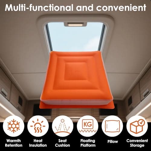 Inflatable Seat Cushion 14", Ultralight Camping Sit Pad, Portable Air Cushion for Stadium, Hiking, Hunting, RV Insulation Pad, Office Chair, Pressure Relief, Waterproof Compact Travel Pillow - Orange - Thumbnail 2