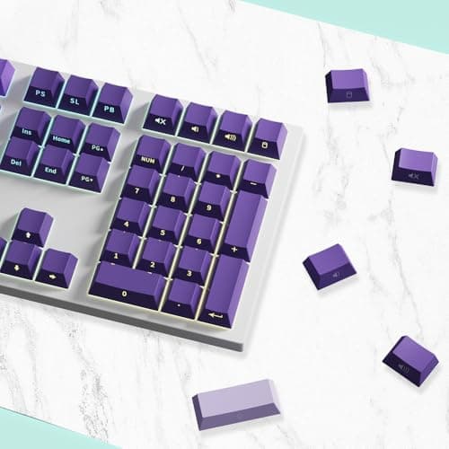 AKepopery Gradient Keycap Side-Print Shine-Through PBT Keycaps, 121 Keys Cherry Profile, Transparent Spacebar Strip, for MX Switches, for Keyboards with LED Facing South (Gradient Purple) - Thumbnail 6