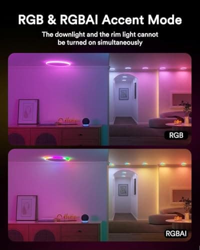 Lumary RGBAI Smart Recessed Lighting 6 Inch with Gradient Accent and Night Ring, 12W 1000LM Wi-Fi LED Recessed Lights, LED Downlight Compatible with Alexa/Google Assistant/Siri, 4PCS - Thumbnail 3