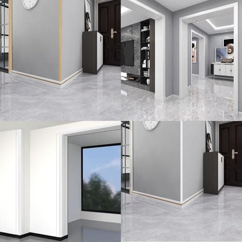 6Pcs 48" Wall Corner Protector,Pre-Cut Wall Corner Protector Guard Protection,Wood Grain Corner Trim for Door,Window Frames,Wooden Wall Edges(6Pcs-White) - Thumbnail 6