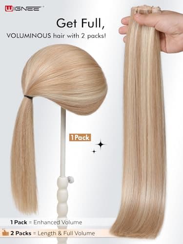 WIGNEE Butterfly Human Hair Extensions Strawberry Highlight Blonde Hair Extensions Real Human Hair 18 Inch Genius Double Weft Human Hair Extensions Glueless and Seamless for Thin hair(18/60A) - Thumbnail 4