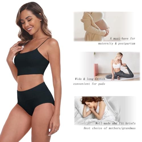 IWOLLENCE Womens Cotton Postpartum Underwear High Waisted Full Coverage Panties Plus Size & Regular - Thumbnail 4