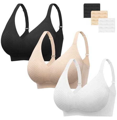 Jelly Wireless Bras for Women Lace V Neck Push up Seamless T Shirt Bra Comfortable No Underwire Bra with Adjustable Straps