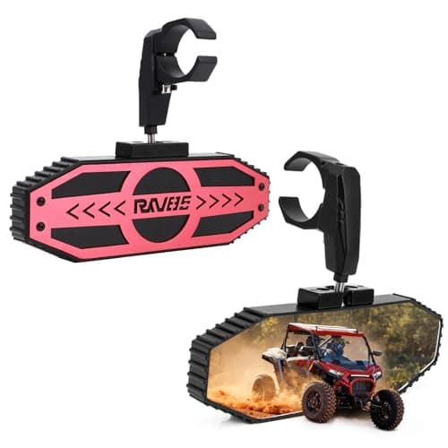 RKV86 UTV Rear View Mirror, Adjustable SXS Center Rearview Mirror, Universal Fit for 1.6"-2" Roll Bar Cage, Compatible with Polaris RZR, Pioneer, Talon, Can Am X3, Kawasaki, CFMOTO (Red) - Image 1