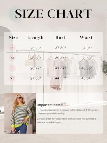 HDLTE Womens Oversized Striped Sweatshirt Crewneck Classic Color Block Long Sleeve Casual shirt Fashion Loose Pullover Tops Green - Thumbnail 4