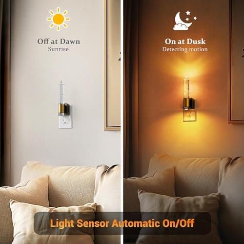 JandCase Night Light, Flameless Candle Night Lights Plug into Wall, Dusk to Dawn Sensor Aesthetic Automatic Nightlight, Dimmable Amber LED Nightlights, Decorative nite light for Adults Bathroom,1 Pack - Thumbnail 2