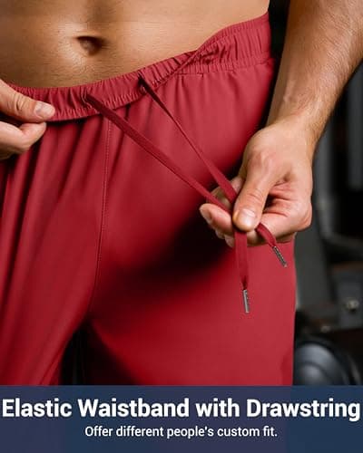 Men's Athletic Running Shorts with Pockets Lightweight Quick Dry 5"/ 7"/ 9" Basketball Workout Gym Shorts for Men(Red,L7_M) - Thumbnail 5