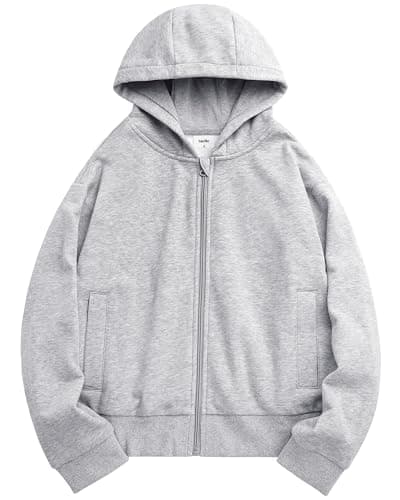 Stelle Zip Up Hoodies for Women Fleece Crop Jackets Long Sleeve Hooded Sweatshirts with Pockets Casual Coat(Light Grey,XX-Large) - Image 1