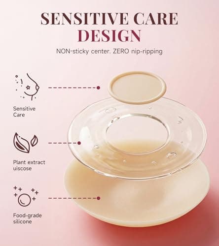 Seamless Invisible Nipple Covers for Women, 2 Pairs Reusable Ultra-thin Sticky Silicone Pasties, Washable Adhesive Breast Petals with Travel Case for Daily Wedding Swimwear Strapless Outfits - Thumbnail 2