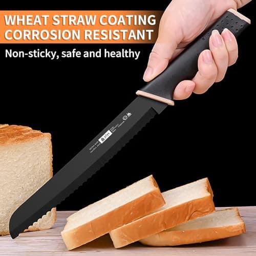 Plys 8-Inch Serrated Bread Knife – Premium Stainless Steel Blade with Rust-Resistant Coating, Non-Slip PP Ergonomic Handle, 14° Angle for Crusty Loaves, Baguettes, Sourdough & Hard Breads - Thumbnail 6