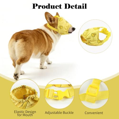NACOCO Dog Calming Cap Eye Mask Ducks Nylon Shading Pet Anxiety Mask Muzzle for Grooming Anti Car Sickness (Yellow, S) - Thumbnail 2