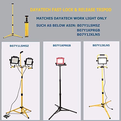 DAYATECH Adjustable Work Light Stand for LED Flood Light Up to 5 Feet Heavy Duty Portable Steel Telescopic Tripod Stand, Yellow - Thumbnail 6