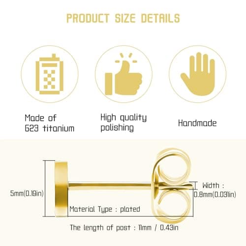 BOGKU 3 Pairs Titanium Stud Earrings Gold Plated Hypoallergenic Women Earrings Nickel Free Earrings for Sensitive Ears Girls Classic Dainty Earring Studs (Dot+Star+Moon) - Thumbnail 2