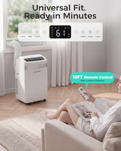 HAUSHOF 14000 BTU Portable Air Conditioners, Portable AC with Cool, Fan, Dry & Sleep Mode, AC Unit Portable with 35°-70° Auto Swing, Remote Control,24H Timer, Window Kit & Exhaust Hose Sleeve Included - Thumbnail 6