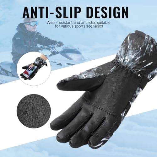 apaepr Ski Gloves, Waterproof and Breathable Snow Gloves for Cold Weather, Men & Women Boys and Girls (Camouflag Balck, Large) - Thumbnail 3