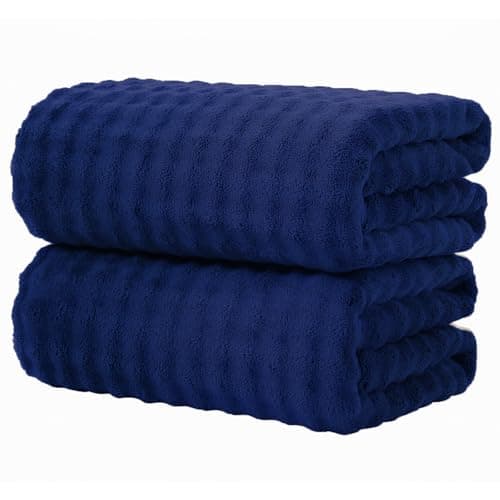 KBY Bath Towels Set of 2, Extra Large Bath Sheets 40X80 Inches,Quick Dry, Ultra Soft，Durable & Super Absorbent Oversized Bathroom Towel Sets for Adults, Gym, Spa, Pool & Hotel (Navy Blue) - Image 1