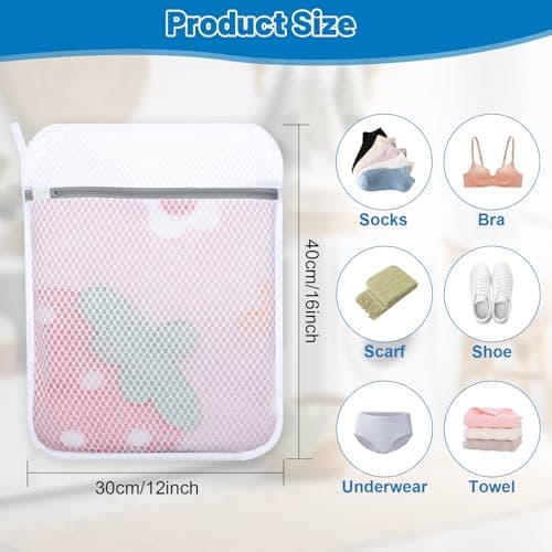 6-Pack Durable Honeycomb Mesh Laundry Bags for Delicates - 12x16 Inches Lingerie Bags for Washing Delicates with Sturdy Zippers, Protect Clothes in Washing Machine for Home, College & Dorm (Medium) - Thumbnail 2