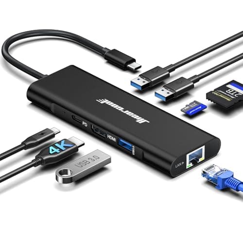 Hiearcool USB C Hub, USBC to 4K@60 Hz HDMI Adapter with 100W PD, 8-in-1 USB-C Dongle Multiport Dock Compatible for MacBook Dell Lenovo HP Laptops-Midnight Black - Image 1