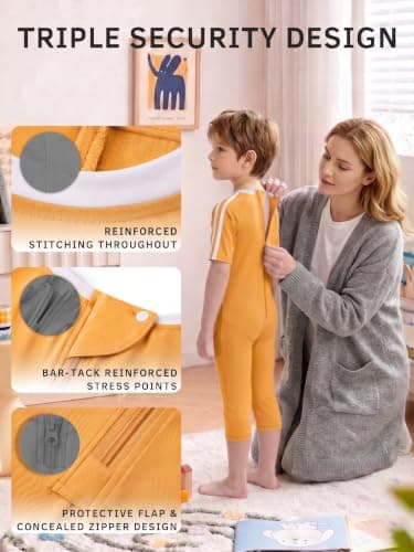Anti-Removal Adaptive Bodysuit, Back-Zip One-Piece Care Jumpsuit, Tear-Resistant & Soft Stretch Fabric for Daily Support (Purple, 7-8) - Thumbnail 4