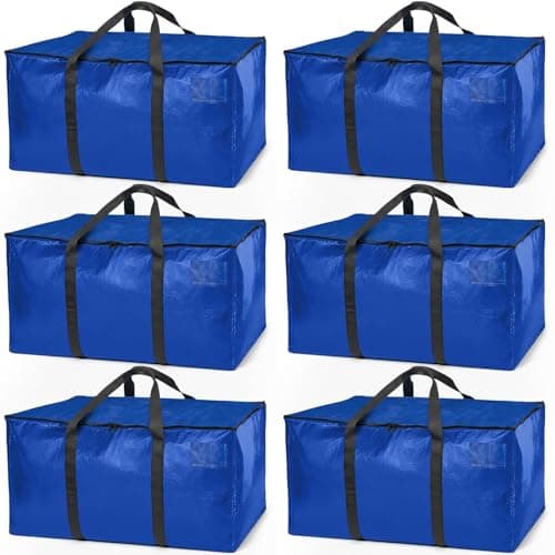 ClearSpace Heavy Duty Moving Bags or Storage Bag – Large Moving Boxes with Backpack Straps, Zippers & Handles – Perfect for Moving, College Dorm, Traveling, Camping, Christmas Decorations, 6 Pack - Image 1