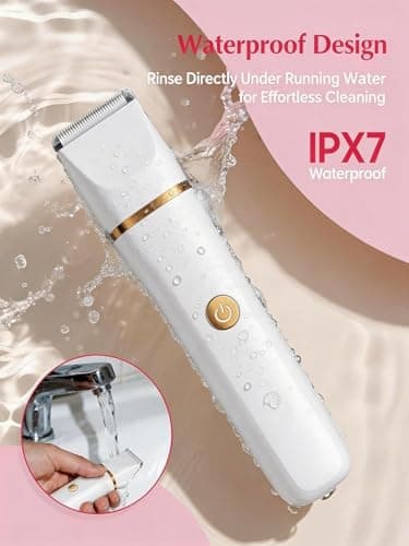 RAXMETRY Bikini Trimmer for Women Men, 3-in-1 Electric Razors for Pubic Hair, IPX7 Waterproof Replaceable Shaver Head with Nose Hair Trimmer for Travel, White - Thumbnail 4