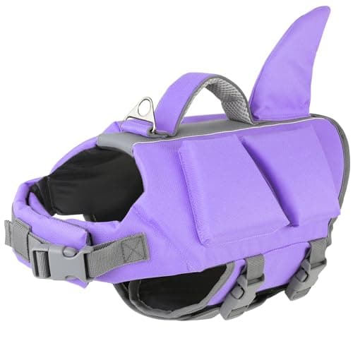 Dogcheer Dog Shark Life Jacket with Extra Foam, High Buoyancy Dog Life Vest with Rescue Handle for Swimming Boating, Reflective Adjustable Puppy Swim Vest for Small Medium Large Dogs, Purple - XS - Image 1