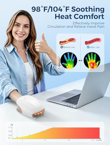 Estefanlo Hand Massager with Heat and Compression, Cordless Hand Massager for Arthritis Pain Relief, 3 Modes Air Compression Finger Massage Device, 2 Heat Levels, Washable Silicone Liner - Thumbnail 5