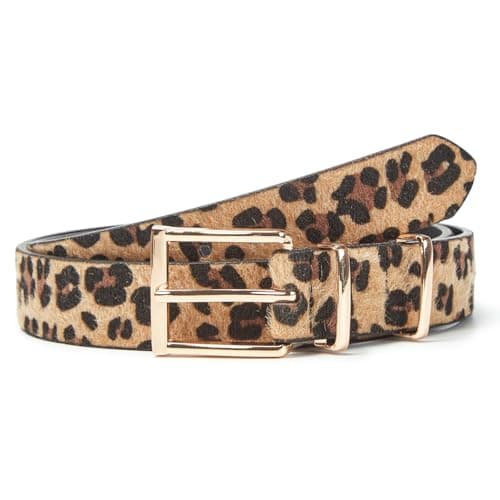 EONTISO Women's Leopard Belt, Cheetah Print Animal Pattern, Gold Buckle, Fashion Accessory for Jeans Dress, Brown S - Thumbnail 3