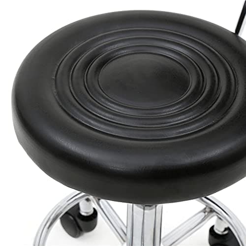 Round Bar Stool with Lines Rotation Counter Adjustable Height, Modern Bar Stools 360° Swivel PU Leather Armless Bar Chair for Kitchen Dining Living Bistro Spa, (Black, Round with line & Back) - Thumbnail 4
