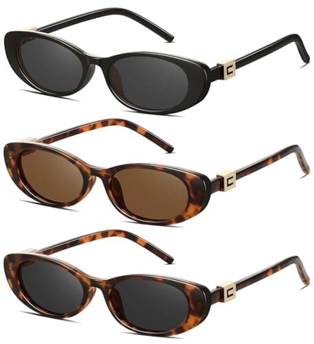 YMRFW Retro Oval Cat Eye Sunglasses for Women Trendy Narrow Small Oval Sun Glasses 90s Vintage Shades - Image 1